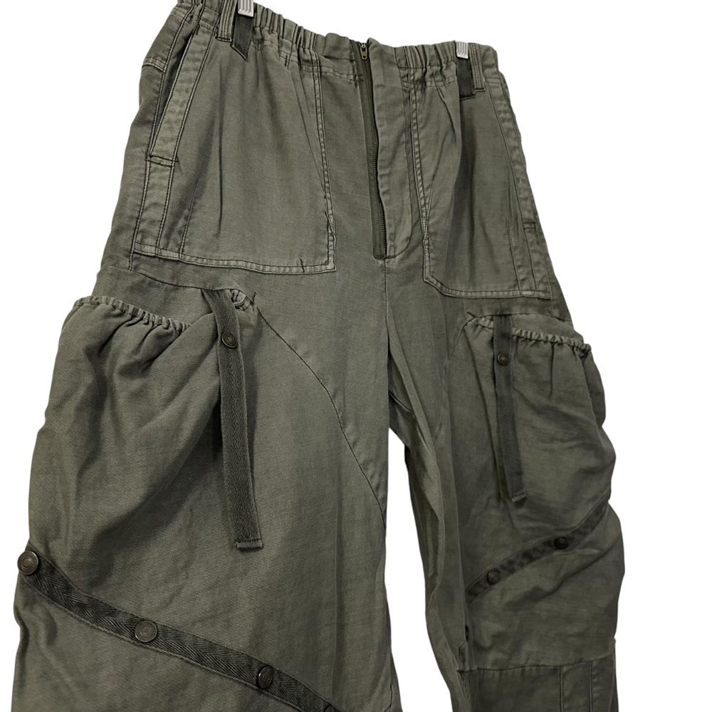 Free People We The Free Everglades Utility Pants Sz XL Green Cargo Barrel Ties - Picture 6 of 11